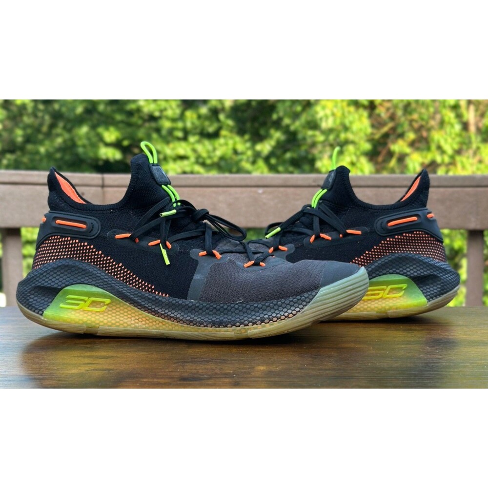 Under Armour Curry 6 Fox Theater Men's Size 13 Black Orange Basketball Shoes